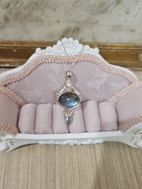 T.J.Maxx Silver Labradorite and Pearl Pendant Necklace - Blue
